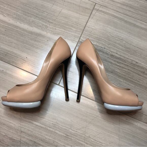 Nicholas Kirkwood Bi Color Pump Two Tone Platform Peach Black Pearl 38 EU 7.5 US - Picture 7 of 14